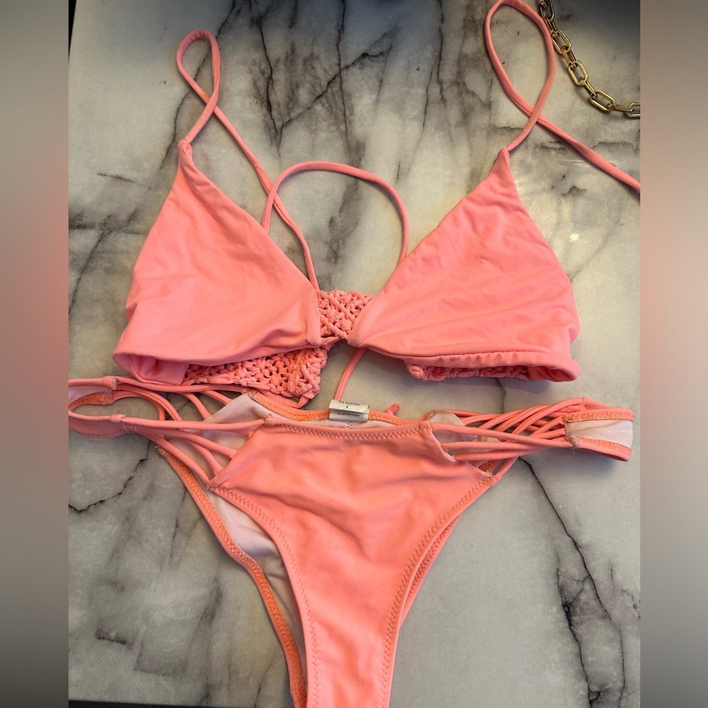 Peach/pink bikini set size large
